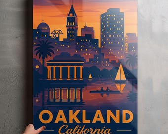 Oakland California Photo, Glossy Aluminium Metal Photo Panel Home Office Decor Wall Art