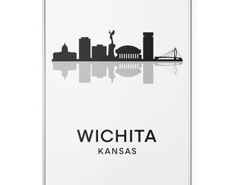 Wichita Skyline Fotodruck, Kansas Stadtbild Poster Druck, Minimalistische Kunst | Modern | Büro | Wohndekor