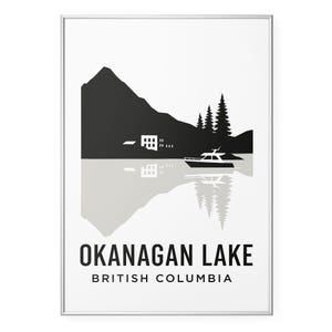 Okanagan Lake Photo Print, British Columbia Boat Poster Print, Minimalist Landscape Wall Art | Modern | Office | Home Decor