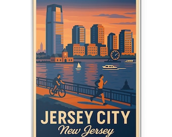 Jersey City Photo Print, Waterfront Skyline Print, Colgate Clock Wall Art | Modern | Office | Home Decor