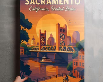 Sacramento California Photo, Glossy Aluminium Metal Photo Panel Home Office Decor Wall Art