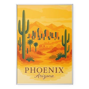 Phoenix Photo Print, Cactus Landscape Poster Print, Phoenix AZ Wall Art | Modern | Office | Home Decor