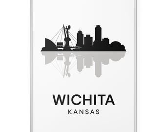 Wichita Kansas Skyline Fotodruck, Minimalistische Stadtsilhouette Poster Druck, Kansas Skyline Wandkunst | Modern | Büro | Wohndekor
