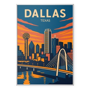 Dallas Photo Print, Dallas Skyline at Dusk Poster Print, Dallas TX Wall Art | Modern | Office | Home
