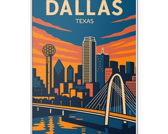 Dallas Photo Print, Dallas Skyline at Dusk Poster Print, Dallas TX Wall Art | Modern | Office | Home