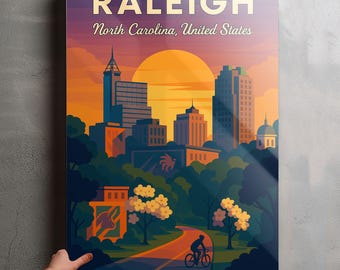 Raleigh North Carolina Photo, Glossy Aluminium Metal Photo Panel Home Office Decor Wall Art