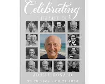 Custom Celebration of Life Sign, Funeral Photo Collage Sign, Funeral Memorial Photo Print, In Loving Memory, Memorial Poster, Funeral Poster