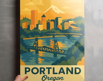 Portland Oregon Photo, Glossy Aluminium Metal Photo Panel Home Office Decor Wall Art