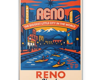 Reno Nevada Photo Print, Reno  Skyline Poster Print, The Biggest Little City in the World Wall Art | Modern | Office | Home Decor