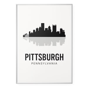 Pittsburgh Skyline Photo Print, Pennsylvania Cityscape Poster Print, Silhouette Wall Art | Modern | Office | Home Decor