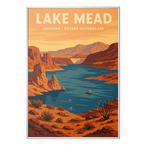 Lake Mead Photo Print, Arizona Desert Poster Print, Hoover Dam Landscape Wall Art | Modern | Office | Home Decor