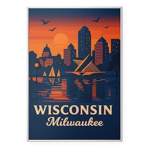 Wisconsin Photo Print, Lakefront Sunset Poster Print, Milwaukee WI Wall Art | Modern | Office | Home Decor