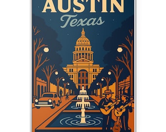 Austin Photo Print, Live Music Capitol Poster Print, Retro Travel Wall Art | Retro | Office | Home Decor