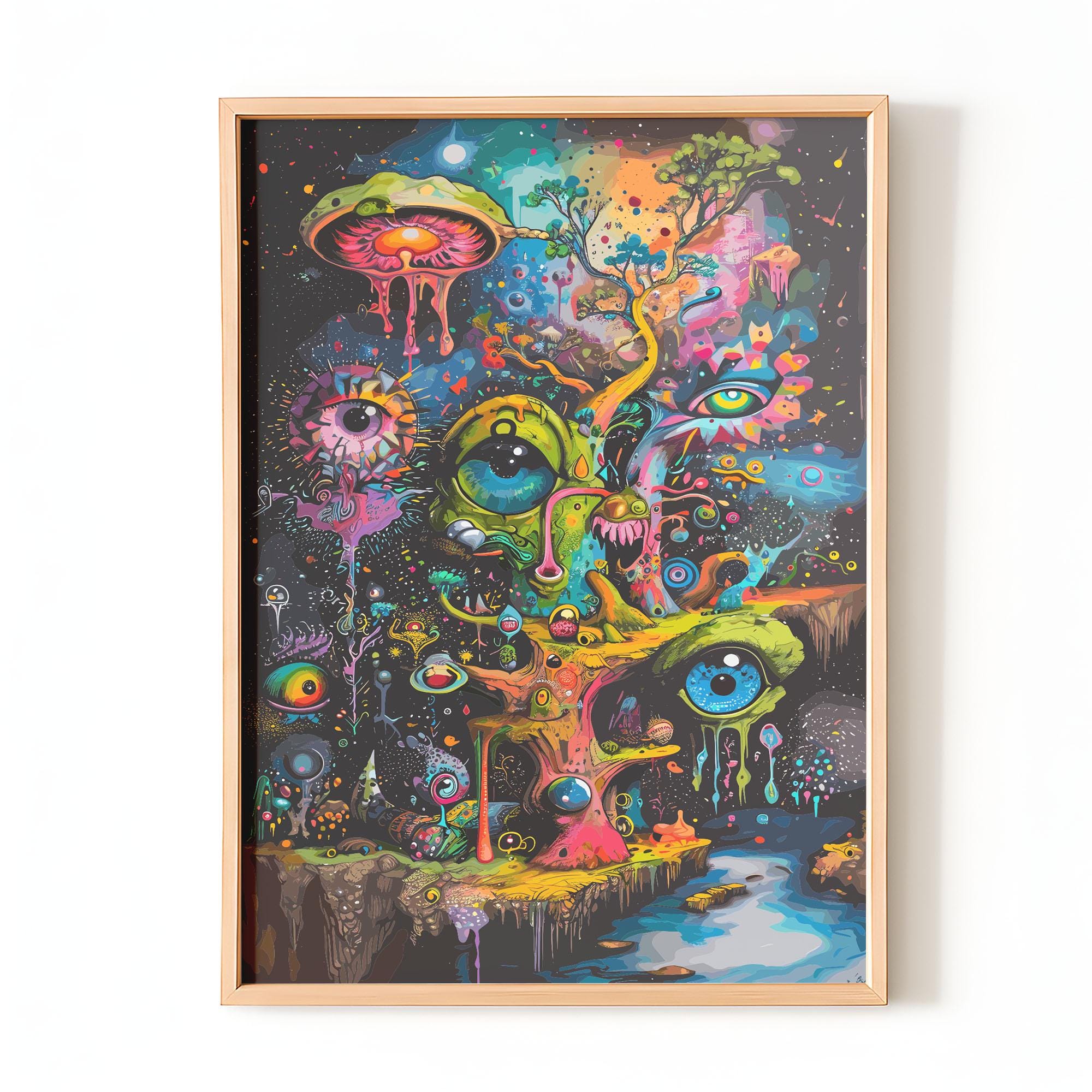 Psychedelic Surreal Wall Art Print | Trippy Cosmic Tree Poster ...