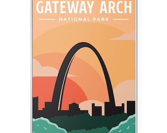 Gateway Arch National Park Poster | Vintage St. Louis Wall Art | Retro Skyline Print | Missouri Travel Home Decor