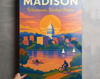 Madison Wisconsin Photo, Glossy Aluminium Metal Photo Panel Home Office Decor Wall Art