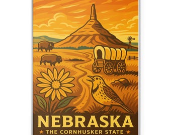 Impressão fotográfica de Nebraska, pôster com paisagem de pradaria, arte de parede do Cornhusker State | Moderno | Escritório | Decoração de casa