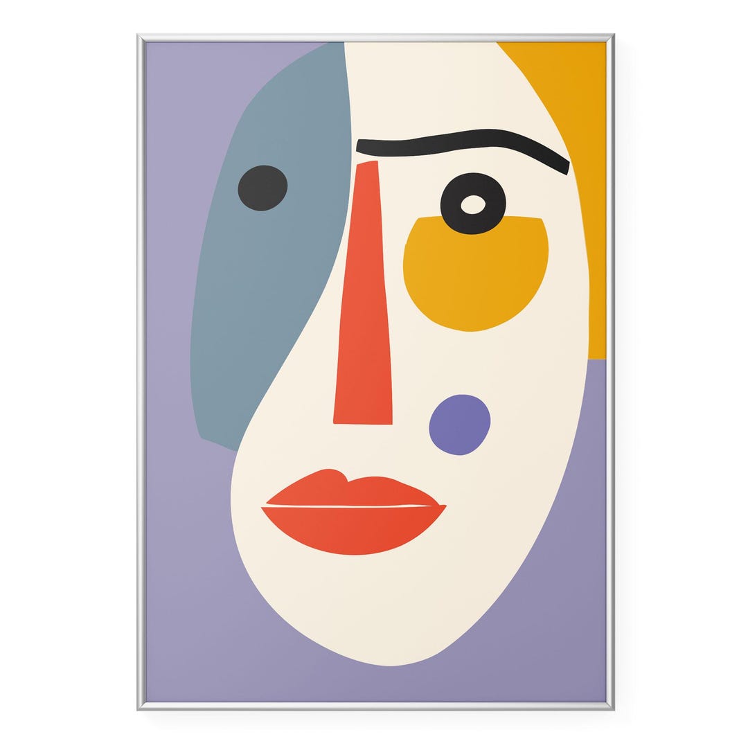 Abstract Cubist Face Wall Art Print, Modern Minimalist Artwork, Bold ...