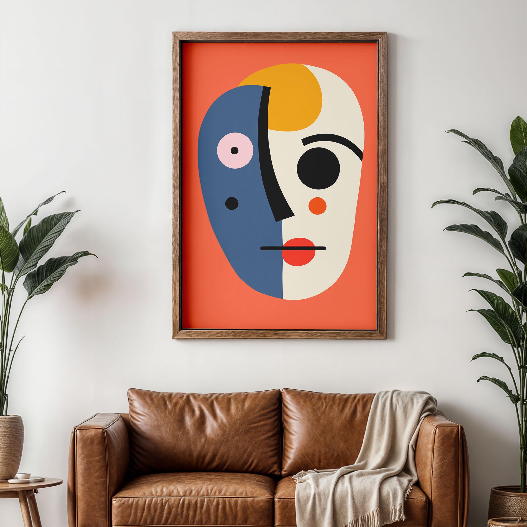 Bold Abstract Cubist Face Wall Art Print, Modern Colorful Geometric ...