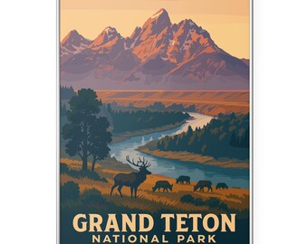 Grand Teton National Park Photo Print,  Mountain Landscape Poster Print, Wyoming Wall Art | Modern | Office | Home Decor