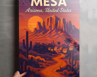 Mesa Arizona Photo, Glossy Aluminium Metal Photo Panel Home Office Decor Wall Art