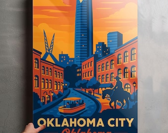 Oklahoma City Photo, Glossy Aluminium Metal Photo Panel Home Office Decor Wall Art