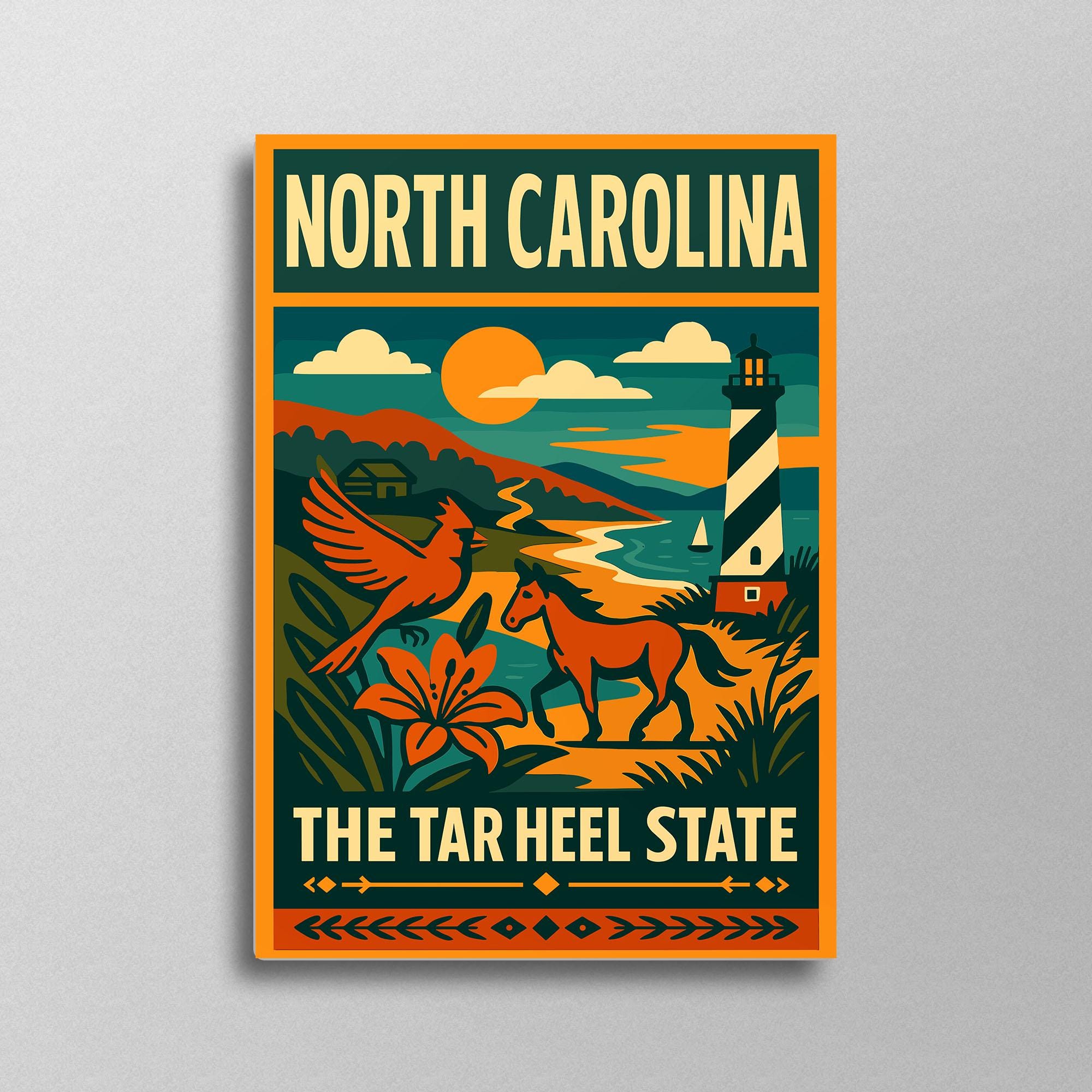 North Carolina the Tar Heel State Photo, Glossy Aluminium Metal Photo ...