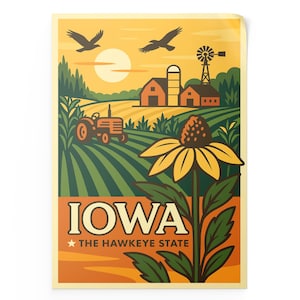 Iowa Photo Print, Hawkeye State Poster Print, Farm Landscape Wall Art | Retro | Office | Home Decor