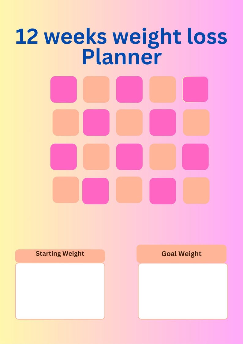 12 Weeks Weight Loss Planner - Etsy