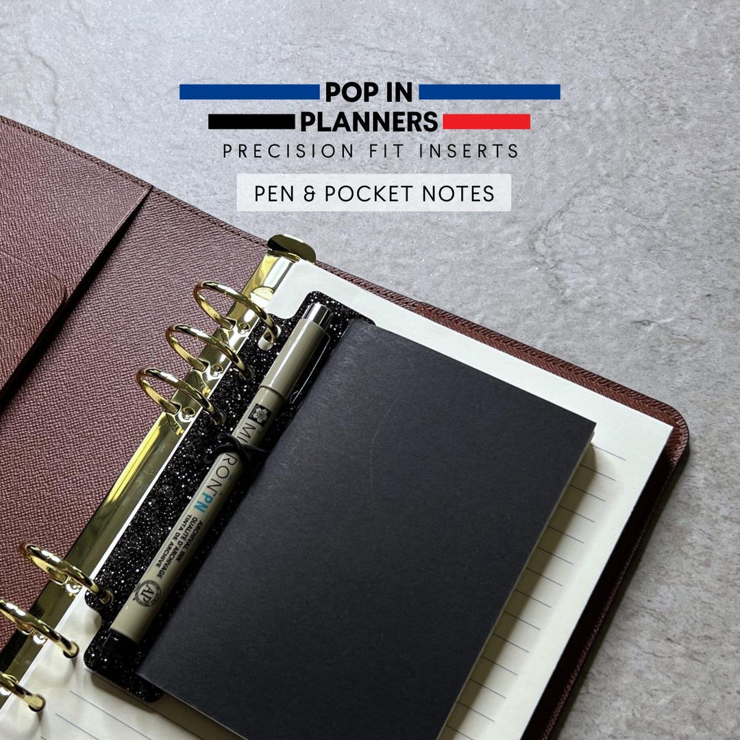 Removable Pen Loop & Pocket Notes Holder for Planners Ring Binders ...