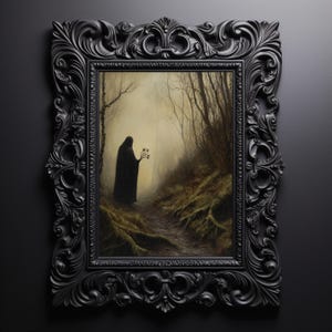 Gothic Forest Printable Art: Dark Academia Landscape (Digital Download