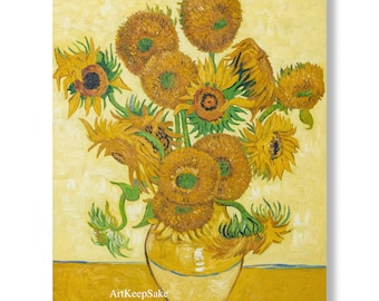 Sunflowers by Van Gogh reproduction oil painting on canvas, 24x36", made to order, 100% money back guarantee