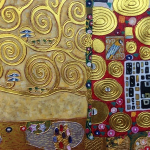 Gustav Klimt Tree of Life reproduction oil painting on canvas, gold paint, made to order, 100% money back guarantee image 9