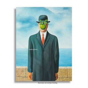 The Son of Man reproduction oil painting on canvas, Rene Magritte, made to order, 100% money back guarantee image 1