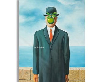 The Son of Man reproduction oil painting on canvas, Rene Magritte, made to order, 100% money back guarantee