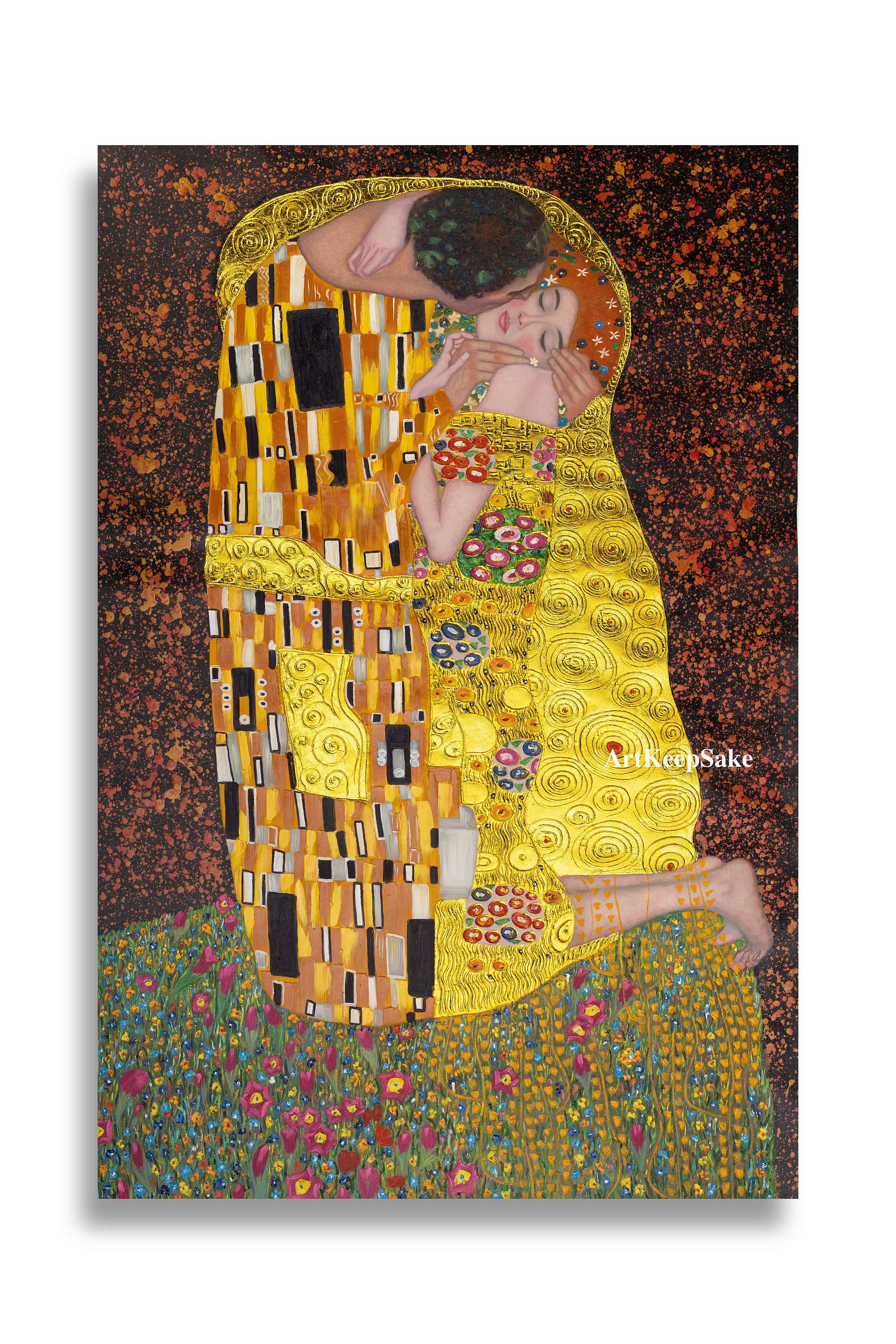 Gustav Klimt the Kiss Exceptionally Detailed Reproduction Oil