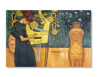 Gustav Klimt The Music reproduction oil painting on canvas, made to order, 100% money back guarantee