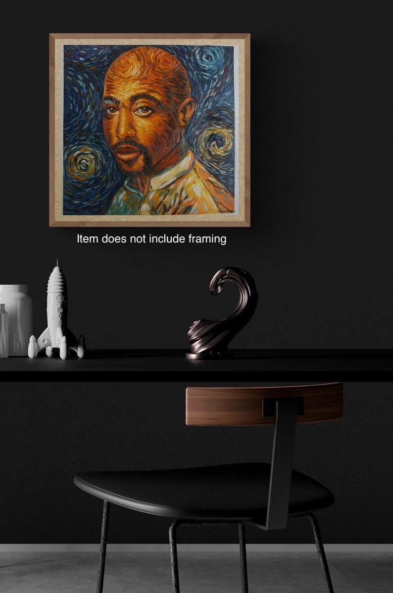 Tupac 2pac Shakur Van Gogh style oil painting on canvas, made to order image 6