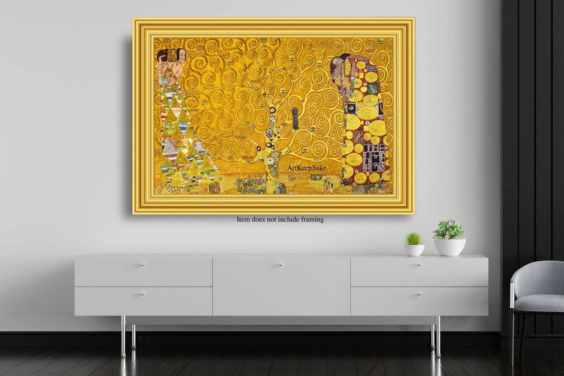 Gustav Klimt Tree of Life reproduction oil painting on canvas, gold paint, made to order, 100% money back guarantee image 4