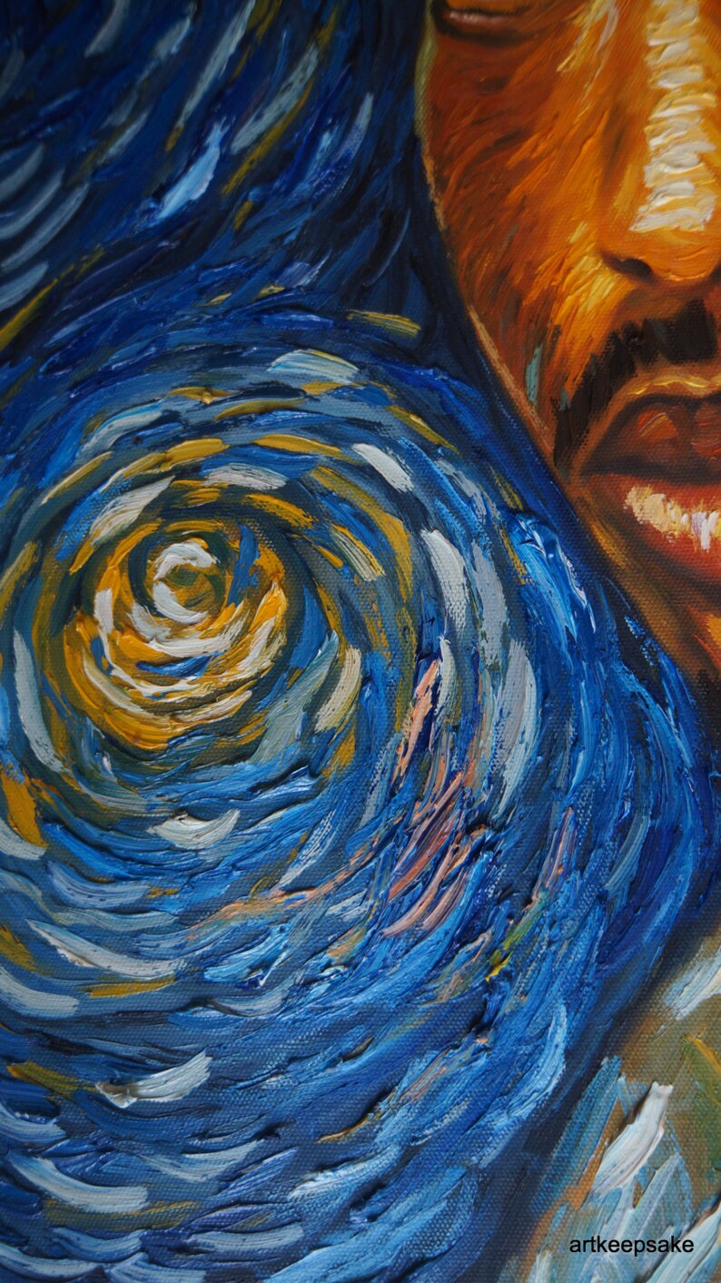 Tupac 2pac Shakur Van Gogh style oil painting on canvas, made to order image 3