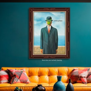 The Son of Man reproduction oil painting on canvas, Rene Magritte, made to order, 100% money back guarantee image 3