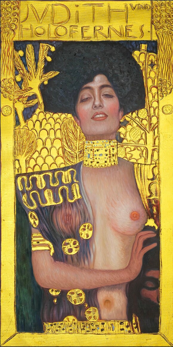 Gustav Klimt Judith and the Head of Holofernes reproduction oil painting on canvas, gold paint, made to order, 100% money back guarantee