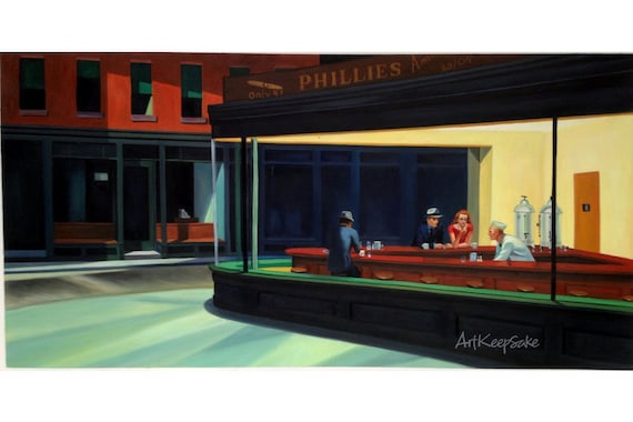 Nighthawks by Edward Hopper night Hawks Reproduction Oil Etsy Nighthawks by Edward Hopper night Hawks Reproduction Oil Etsy