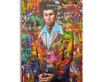 Seinfeld Cosmo Kramer reproduction painting with custom background, 24x36". 100% money back guarantee