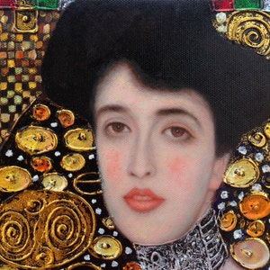 Gustav Klimt Portrait of Adele Bloch-Bauer I reproduction oil painting on canvas, gold paint, made to order, 100% money back guarantee image 2