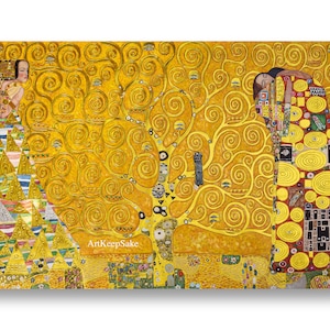 Gustav Klimt Tree of Life reproduction oil painting on canvas, gold paint, made to order, 100% money back guarantee image 1