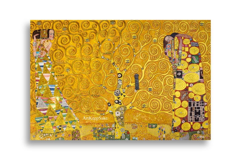 Gustav Klimt Tree of Life reproduction oil painting on canvas, gold paint, made to order, 100% money back guarantee image 1