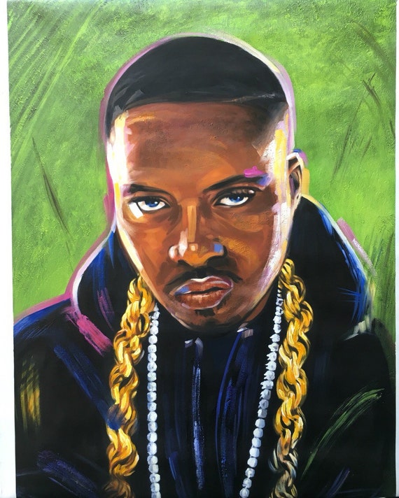 Nas rap and hip hop art oil painting on canvas 24x32 Etsy