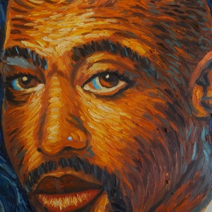 Tupac 2pac Shakur Van Gogh style oil painting on canvas, made to order image 2