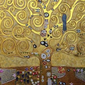 Gustav Klimt Tree of Life reproduction oil painting on canvas, gold paint, made to order, 100% money back guarantee image 7